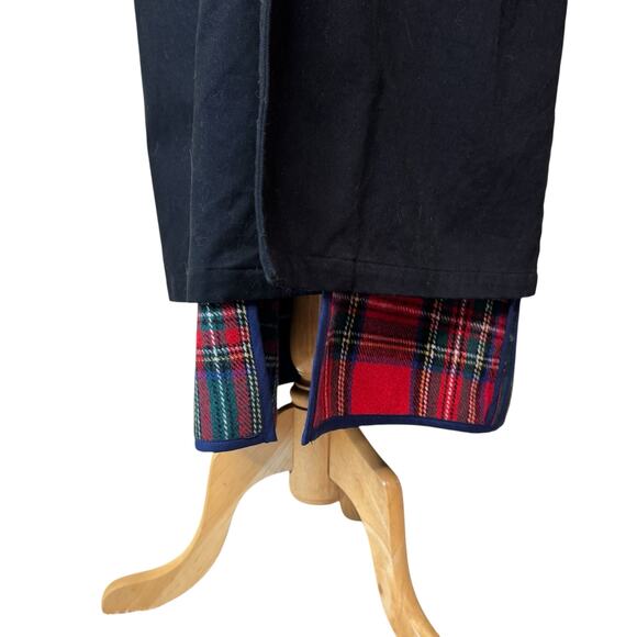 2.7 AUGUST APPAREL Long Black Plaid Wool Blend Lined Button Up Coat Size Small - Picture 5 of 10